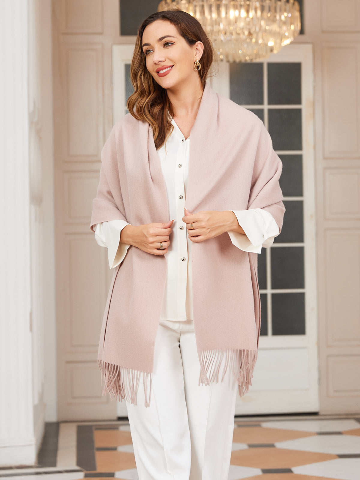[Light Beige] SilkSilky-AU Wool Scarf 002