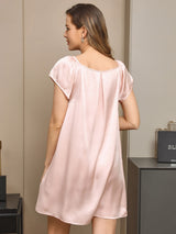 [Light Pink] SilkSilky-AU Cap Sleeve Square Neck Nightgown 002