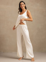 [White] SilkSilky-AU 19Momme Machine-Washable Silk Sleeveless Scoop Neck Women's Pyjamas 006