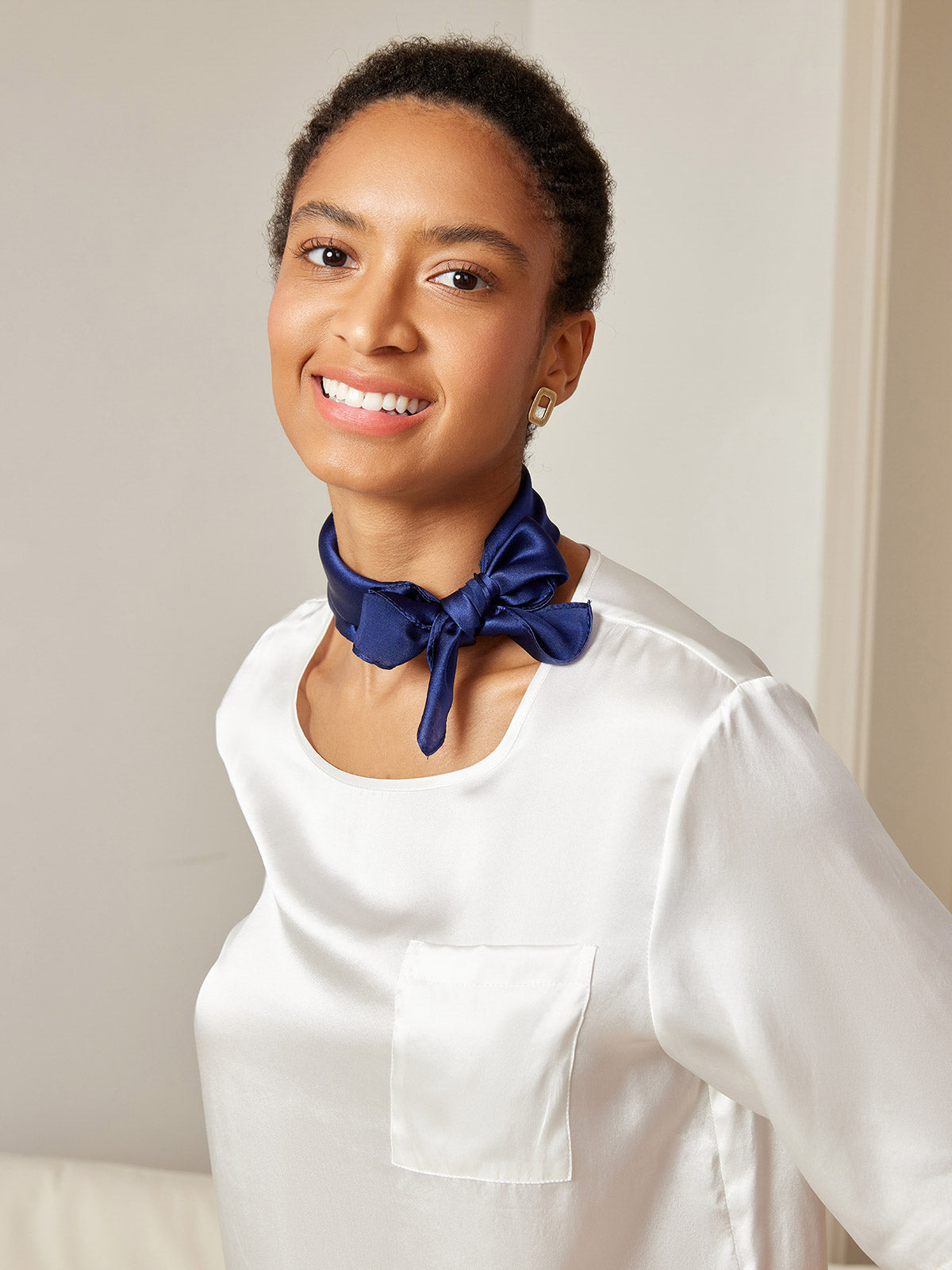 [Dark Blue] SilkSilky-AU Pure Silk Scarf 003