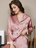 SilkSilky AU Pure Silk Long Sleeve Lapel Women's Pyjamas PaleMauve 003