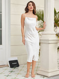 SilkSilky AU Silk Sleeveless Cowl Neck Dress White 004