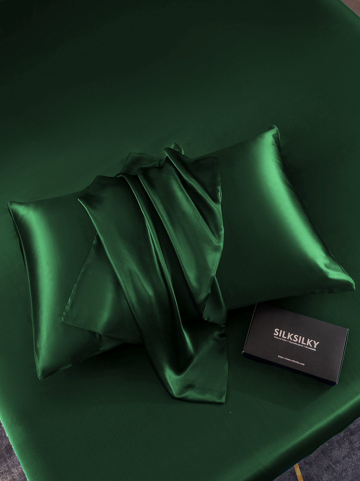 SilkSilky-AU 19Momme Pure Silk Pillowcase DarkGreen 006