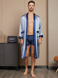 SilkSilky AU Pure Silk Long Sleeve Mens Robe GrayishBlue 003