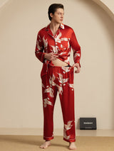 [Wine] SilkSilky-AU Long Sleeve Notch Collar Men's Pyjamas 008