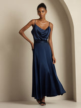 [Dark Blue] SilkSilky-AU Spaghetti Strap Cowl Neck Women's Outfit Sets 007