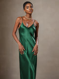 SilkSilky-AU Pure Silk Sleeveless Round Neck Dress Green 005