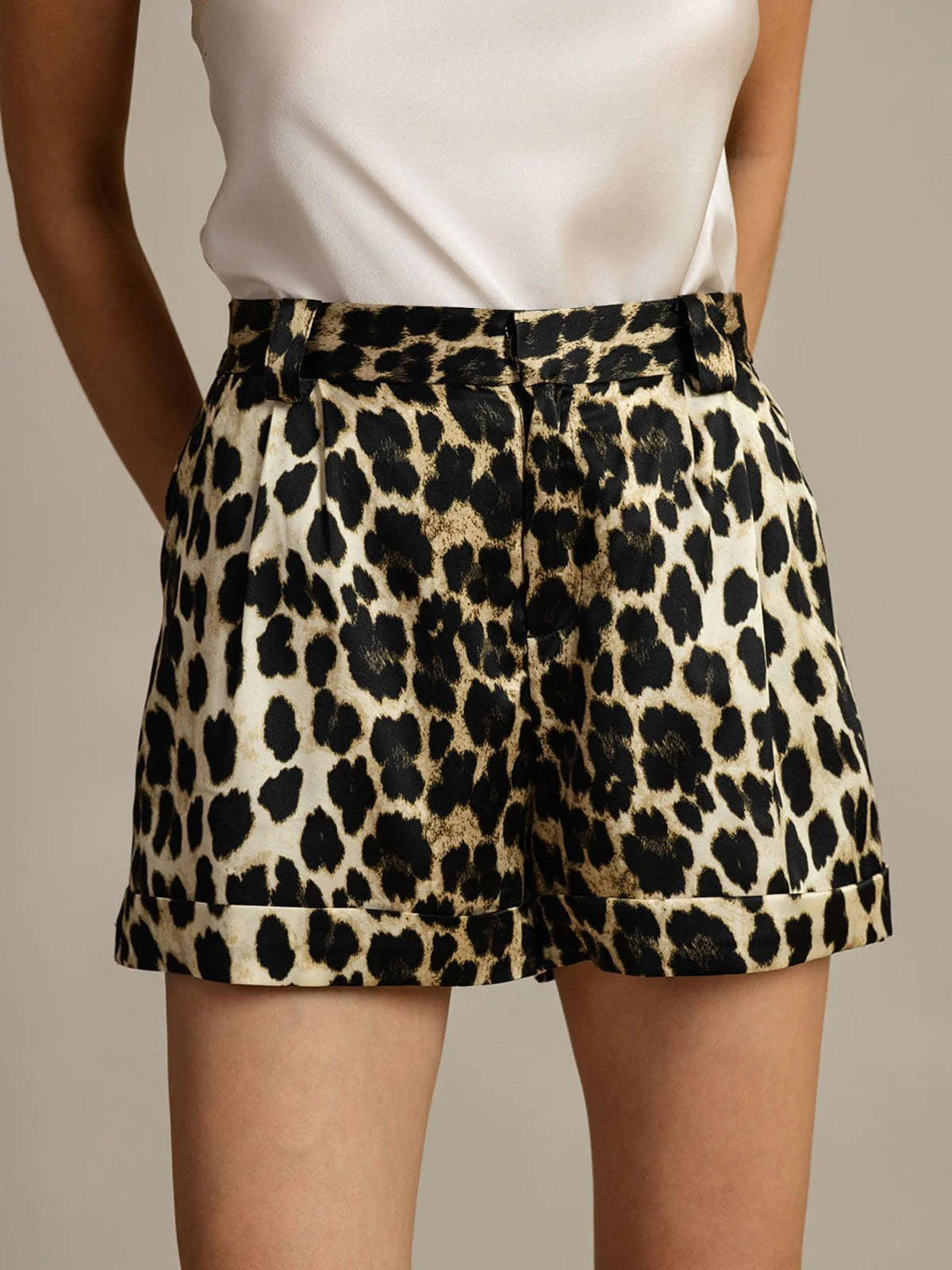 [Leopard] SilkSilky-AU 19Momme Silk Womens Shorts 004