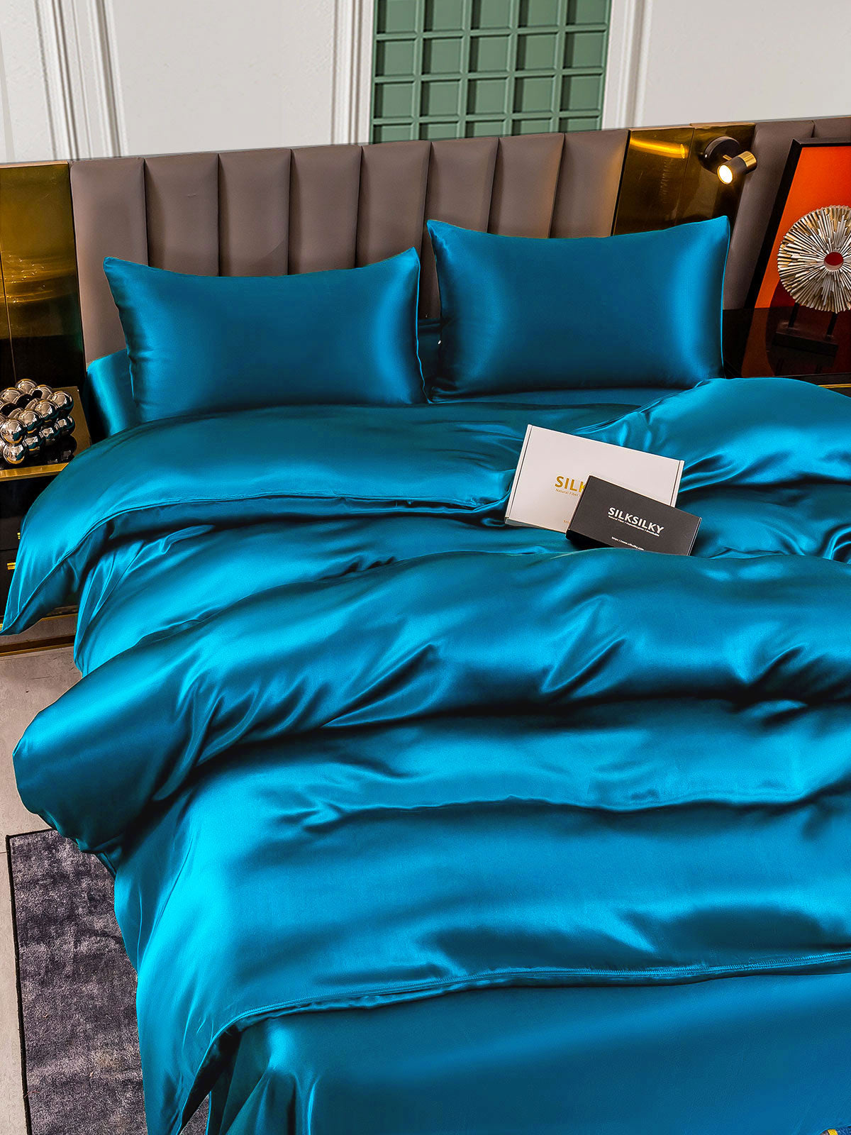 SilkSilky AU 25Momme Pure Silk Bedding Set Teal 003