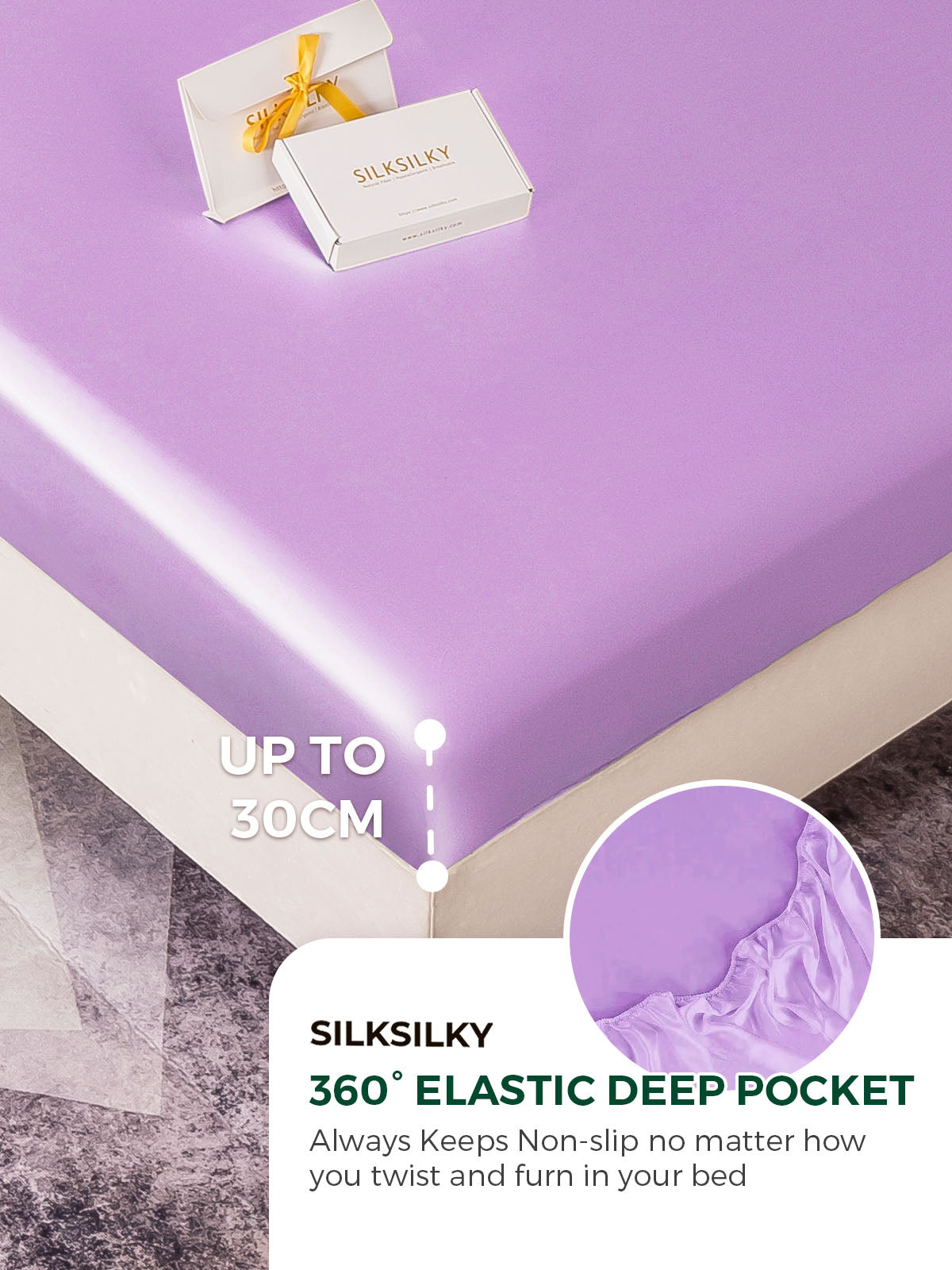 [Lavender] SilkSilky-AU 19Momme Bedding Set 004