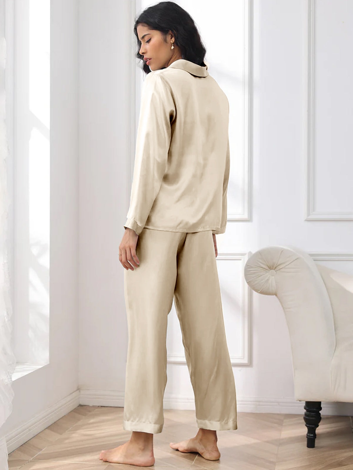 [Champagne] SilkSilky-AU Pure Silk Womens Pajamas 002