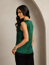 [Dark Green] SilkSilky-AU Sleeveless Round Neck Camisole 002