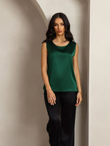 [Dark Green] SilkSilky-AU Sleeveless Round Neck Camisole 003