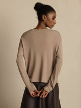 [Tan] SilkSilky-AU Long Sleeve Women's Cardigan 002