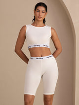 [White] SilkSilky-AU Sleeveless Crew Neck Women's Outfit Sets 001