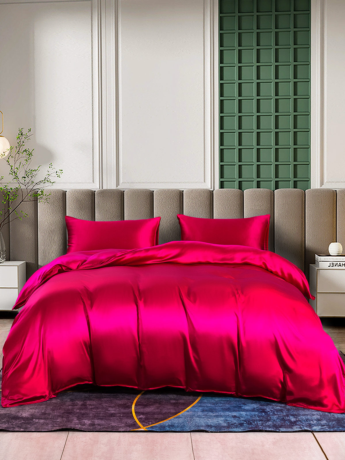 SilkSilky AU 25Momme Pure Silk Bedding Set Wine 005