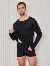 [Black] SilkSilky-AU Long Sleeve Round Neck Men's T-Shirt 001