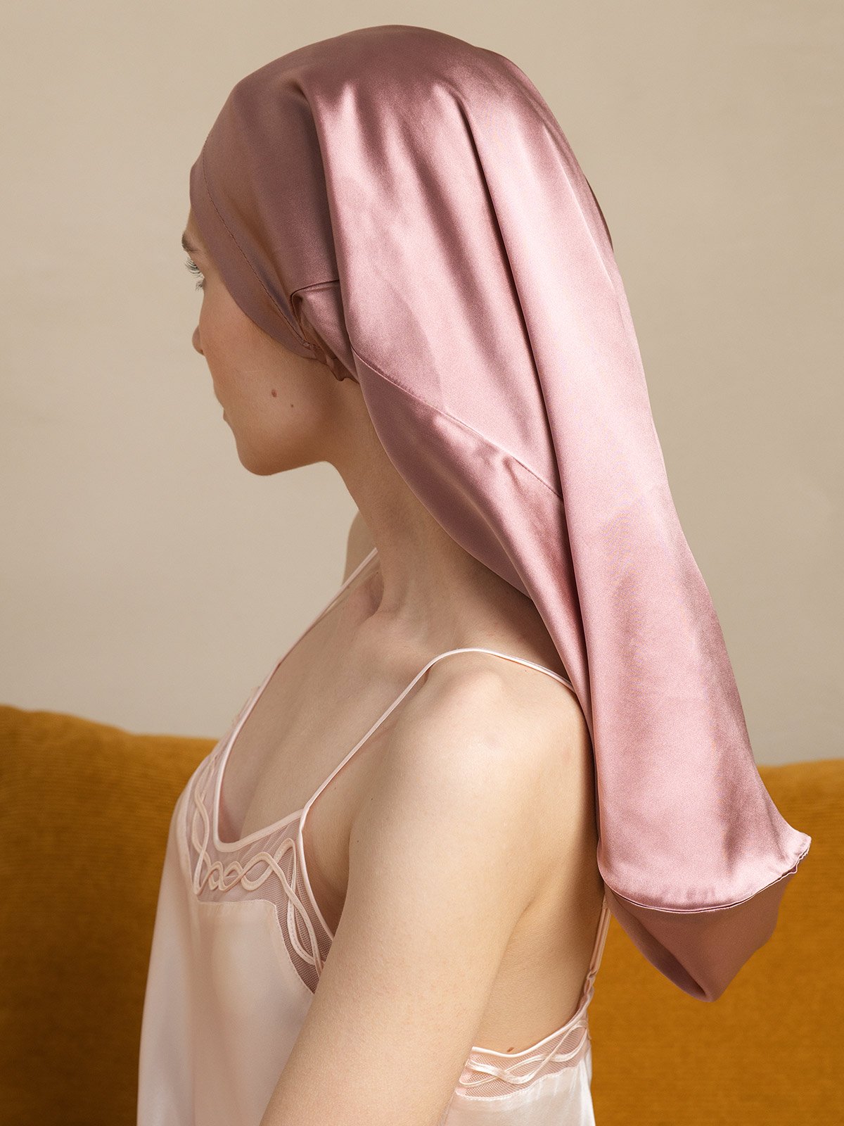 SilkSilky-AU 19Momme Silk Sleep Cap PaleMauve 005