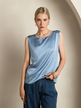 [Grayish Blue] SilkSilky-AU Sleeveless Round Neck Camisole 001