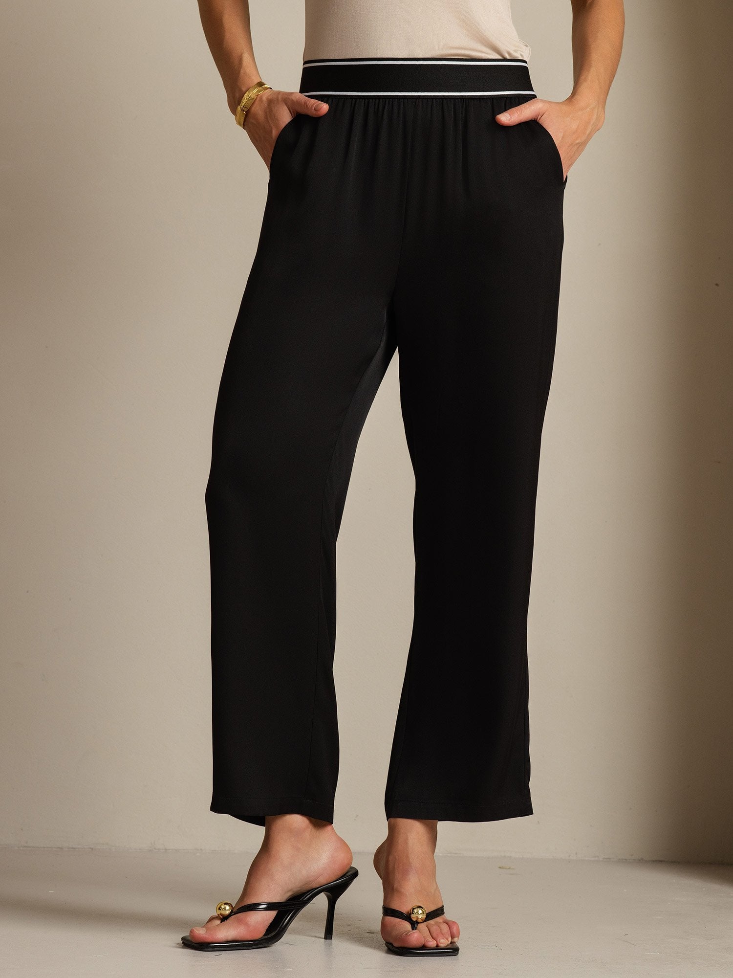 [Black] SilkSilky-AU 22Momme Silk Womens Pants 001