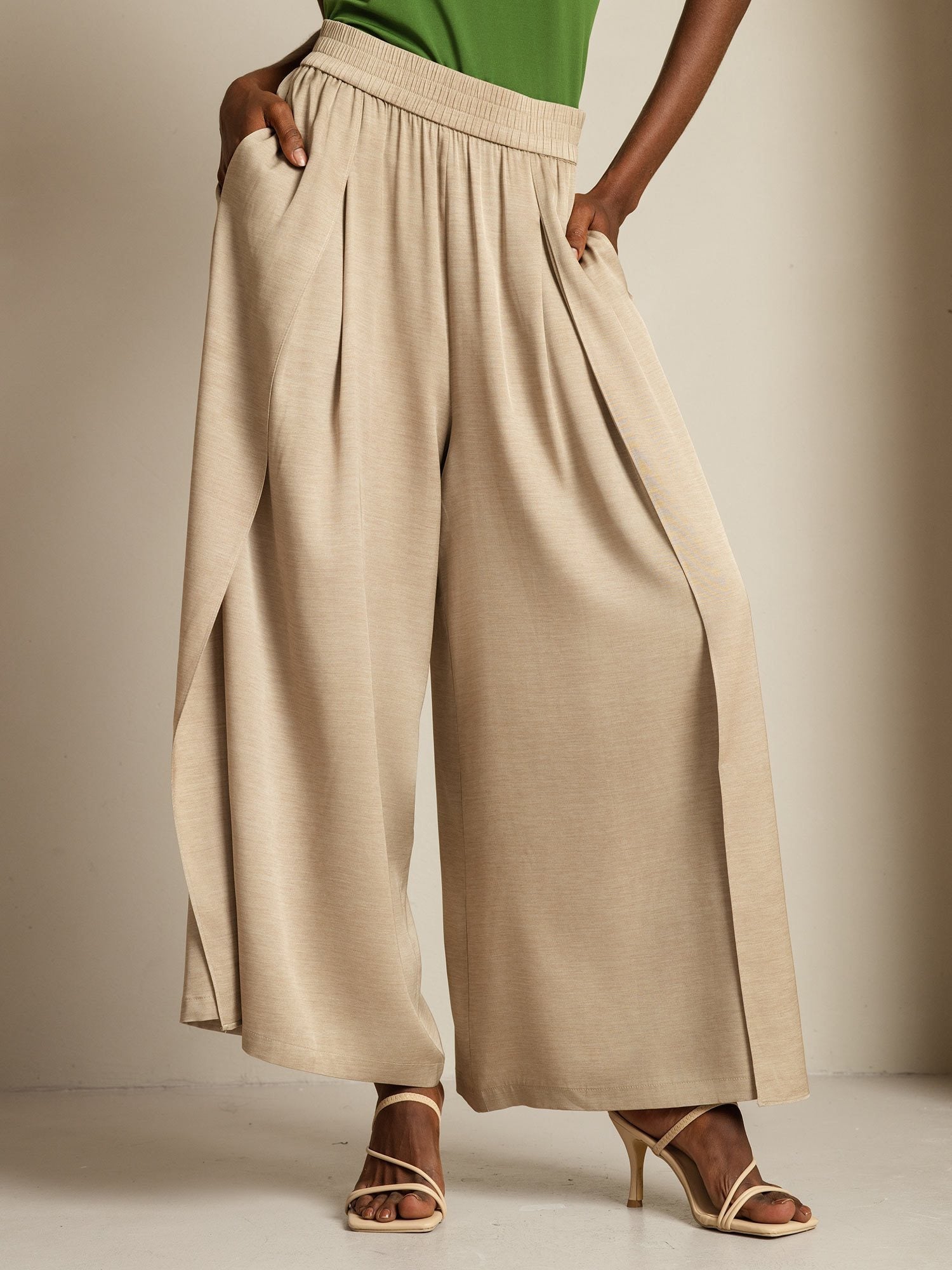 [Tan] SilkSilky-AU 19Momme Silk Womens Pants 001