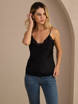 [Black] SilkSilky-AU Spaghetti Strap V Neck Camisole 003