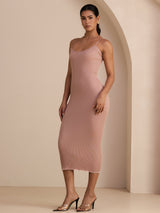 [Pink] SilkSilky-AU Spaghetti Strap Square Neck Dress 004