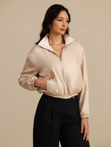 [Tan+Pink] SilkSilky-AU Long Sleeve Women's Outerwear 001