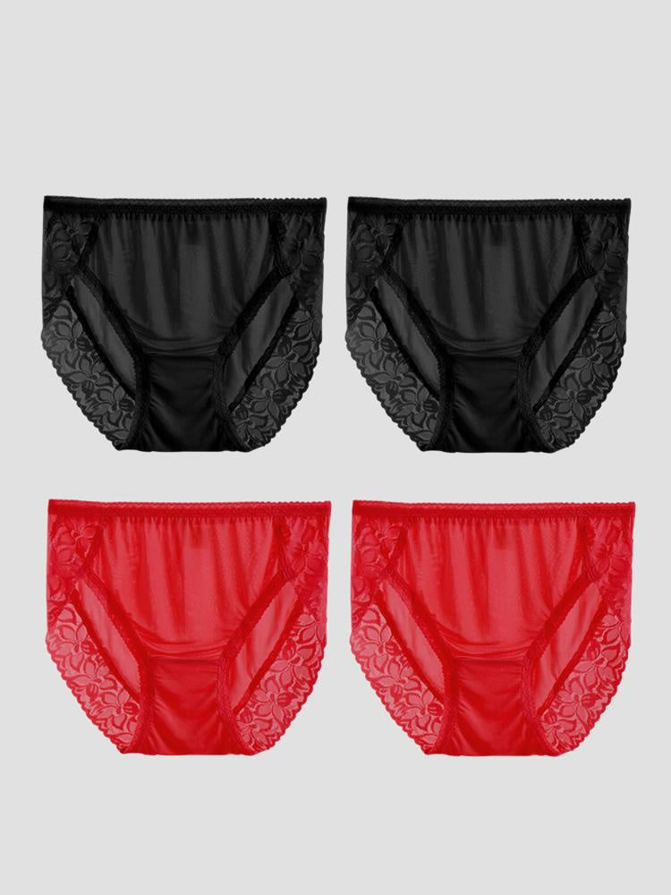SilkSilky-AU Silk Knitted Panty Black+Red 002