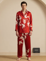 [Wine] SilkSilky-AU Long Sleeve Notch Collar Men's Pyjamas 003