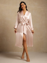 [Pink] SilkSilky-AU Pure Silk Collar Women's Dressing Gown 006,