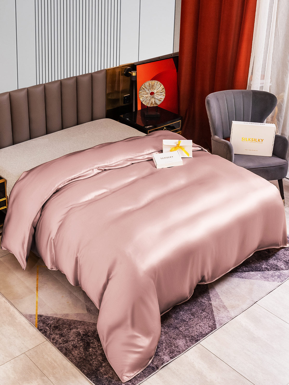 SilkSilky AU 22Momme Pure Silk Duvet Cover PaleMauve 002