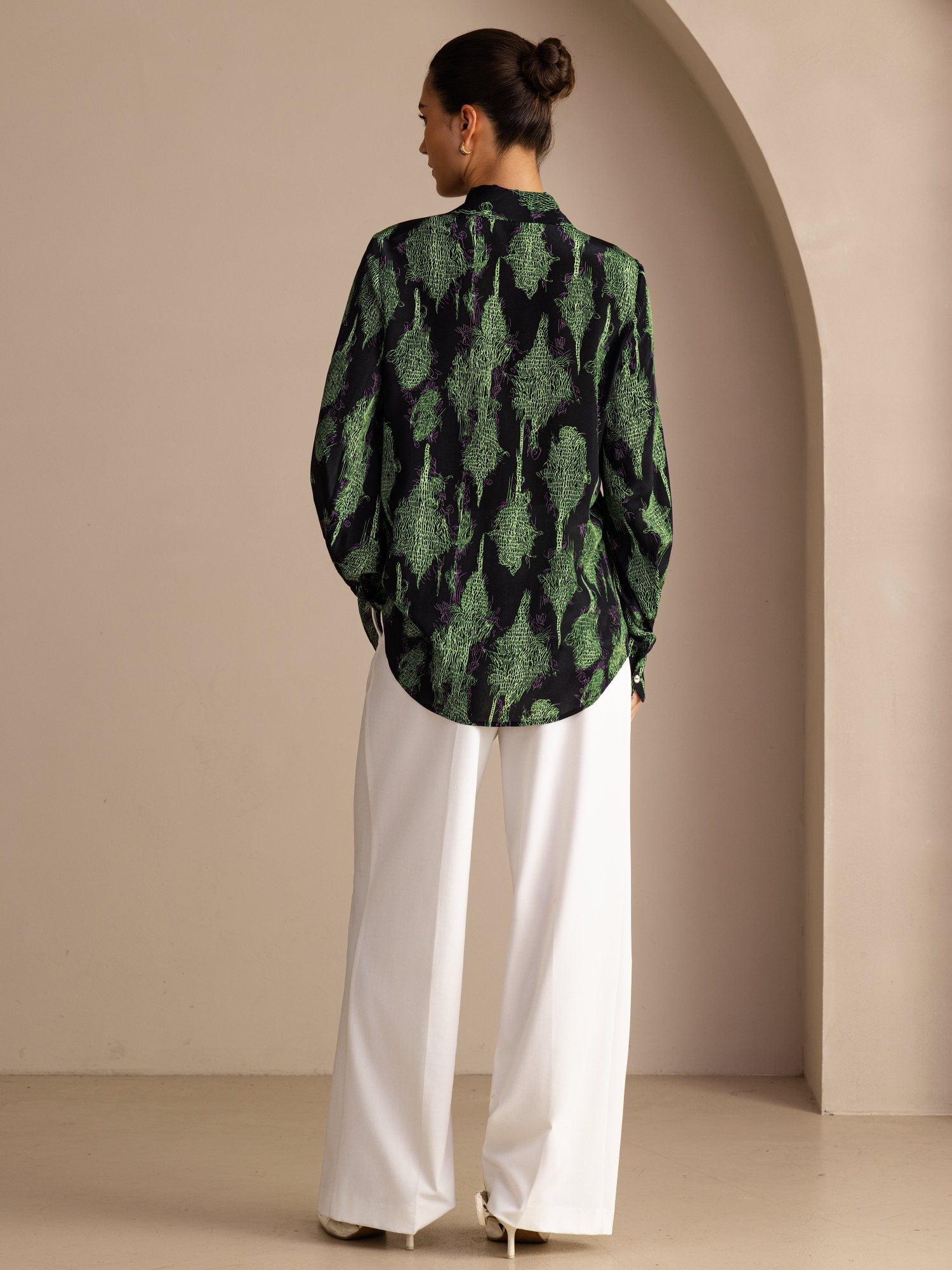 [Black Moss] SilkSilky-AU Long Sleeve Lapel Collar Blouse 002
