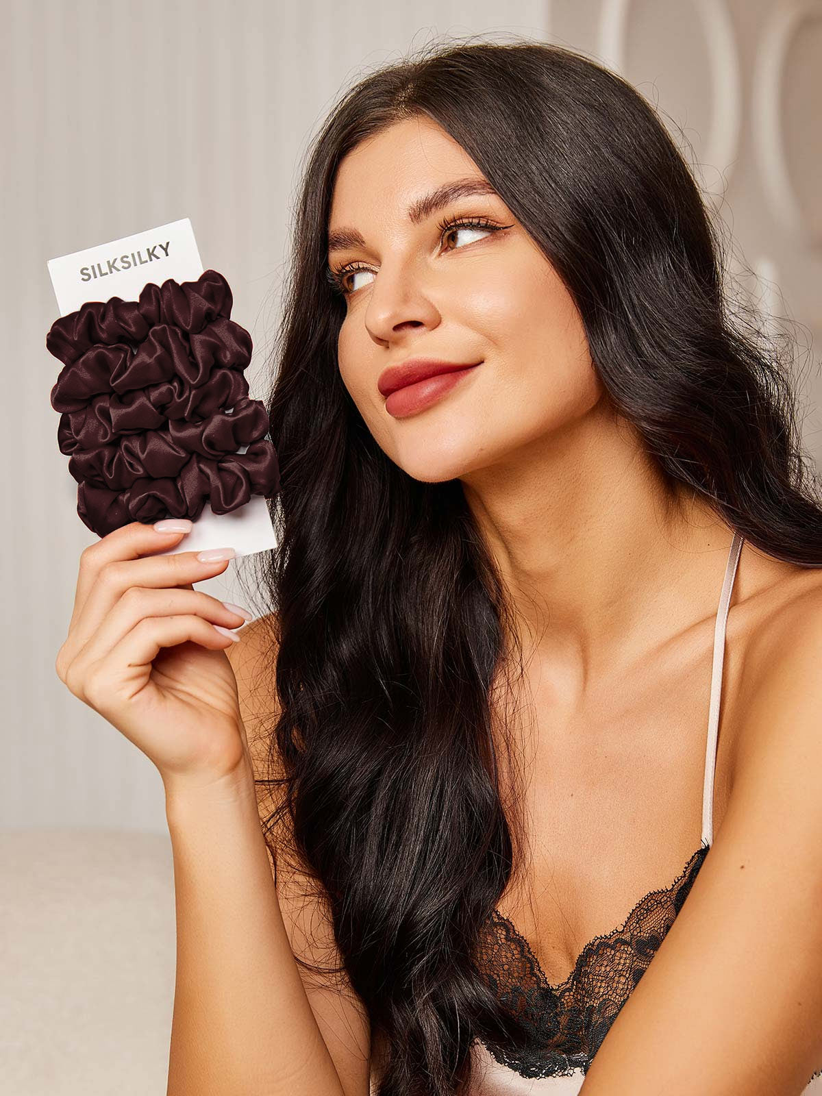 [Brown] SilkSilky-AU 19Momme Pure Silk Scrunchie 001