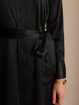 [Black] SilkSilky-AU Long Sleeve Lapel Collar Dress 003