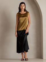 [Brown] SilkSilky-AU Sleeveless Round Neck Camisole 001