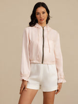 [Pink] SilkSilky-AU 18Momme Silk Satin Surah Long Sleeve High Neck Women's Outerwear 007