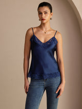 [Dark Blue] SilkSilky-AU Spaghetti Strap V Neck Camisole 003
