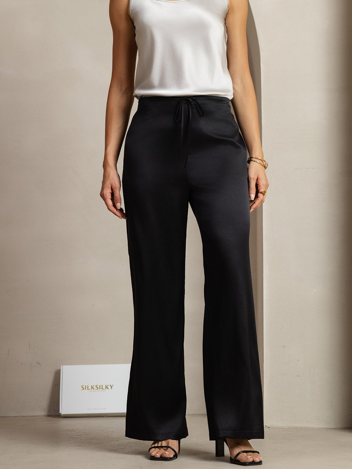 [Black] SilkSilky-AU 19Momme Silk Womens Pants 003