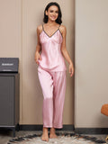 SilkSilky AU Pure Silk Sleeveless V Neck Women's Pyjamas Pink 004