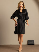 [Black] SilkSilky-AU Half Sleeve Women's Dressing Gown 005