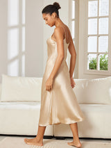 [Champagne] SilkSilky-AU Sleeveless V Neck Nightgown 002