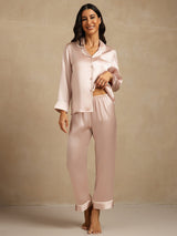 [Pink] SilkSilky-AU Long Sleeve Notch Collar Women's Pyjamas 001