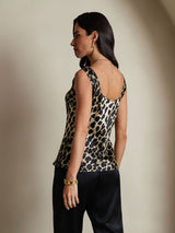 [Leopard] SilkSilky-AU 19Momme Silk U Neck Camisole 002,