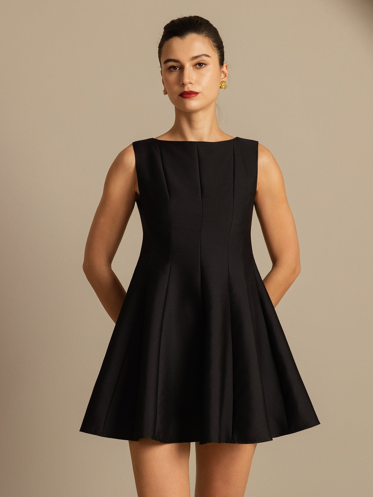 [Black] SilkSilky-AU 32Momme Wool Dress 006,