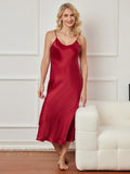 SilkSilky-AU Pure Silk Sleeveless Boat Neck Dress Wine 006