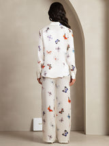 [White Butterfly] SilkSilky-AU 19Momme Silk Lapel Collar Women''s Outfit Sets 002
