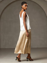 [White] SilkSilky-AU Sleeveless V Neck Camisole 003
