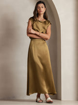 [Brown] SilkSilky-AU Cap Sleeve Round Neck Women's T-Shirt 007