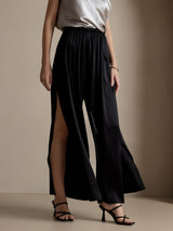 [Black] SilkSilky-AU 19Momme Silk Split Women's Pants 001